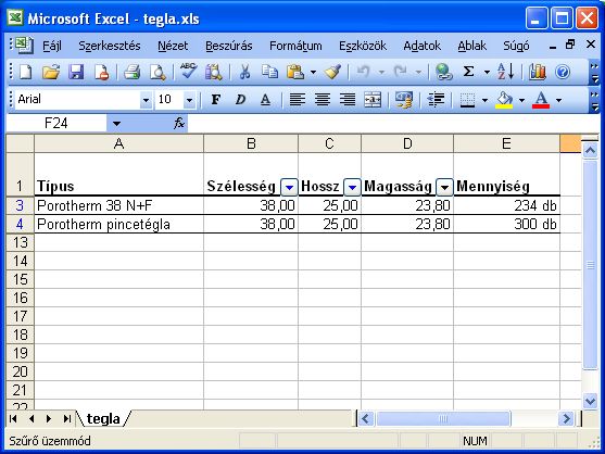 A javtott tblzat